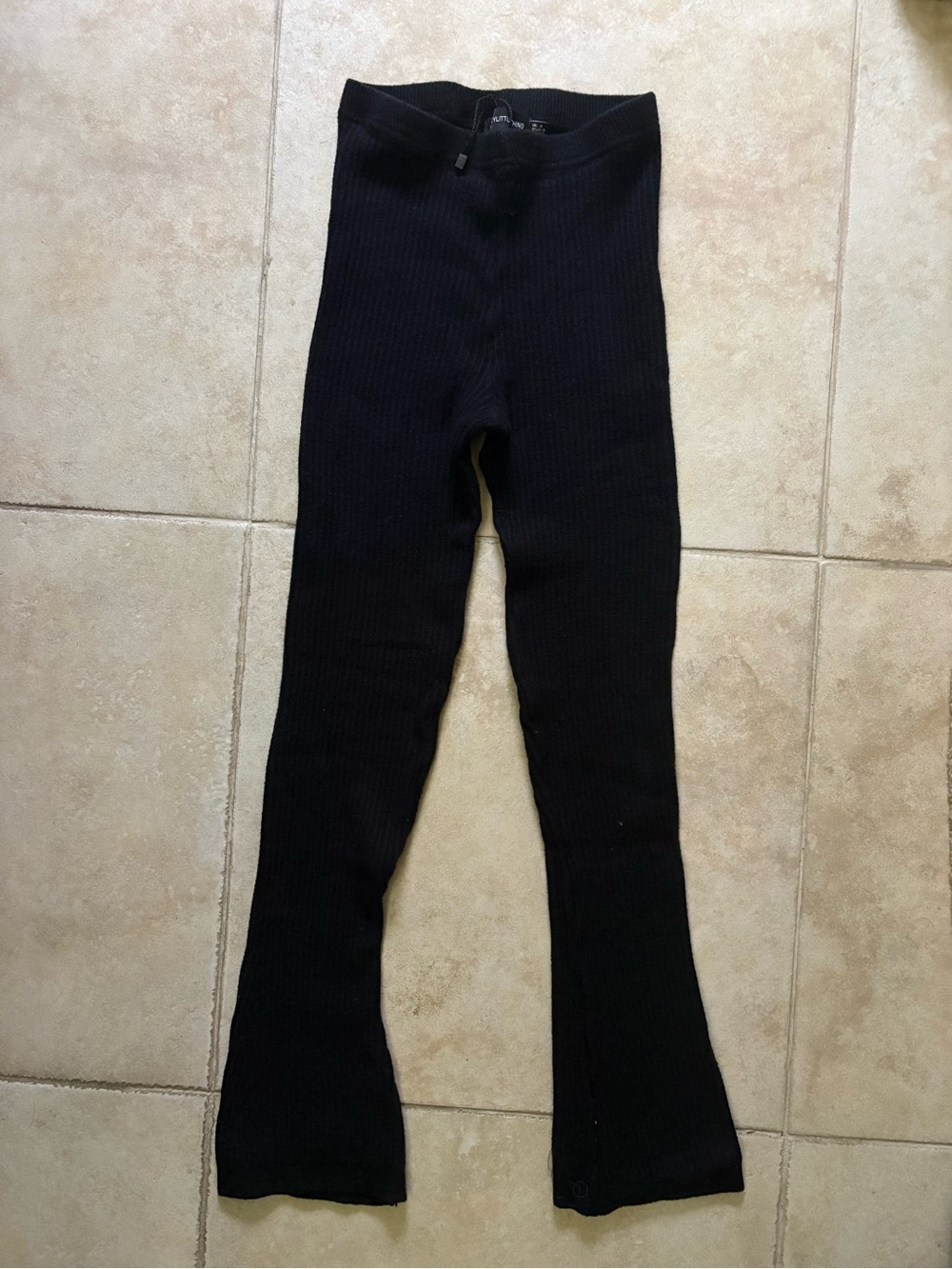 Black Ribbed Flare women Leggings